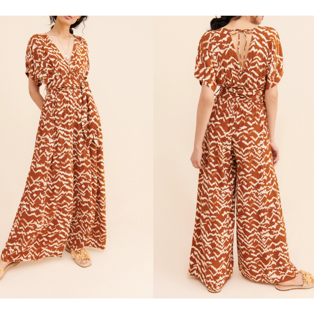 Cleobella Leona Wide Leg Jumpsuit Cedar Size Small